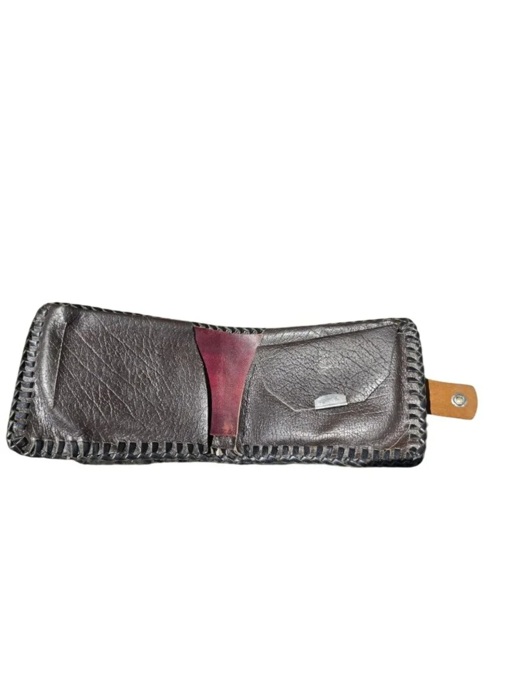 Vintage Hand Tooled Leather Western Bifold Wallet Cowboy Boho Braided Edge GUC